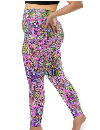 Plus Size Eco-friendly Octofloral Splatterparty Leggings